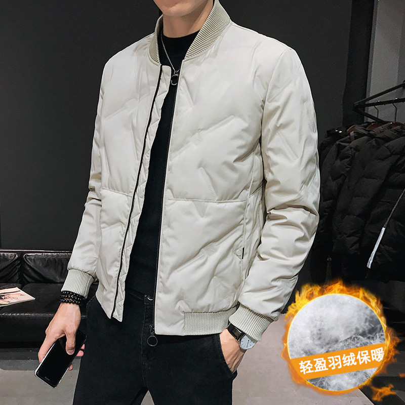 Down jacket men's short 2019 new winter explosion Korean version of the trend warm baseball collar slim men's coat