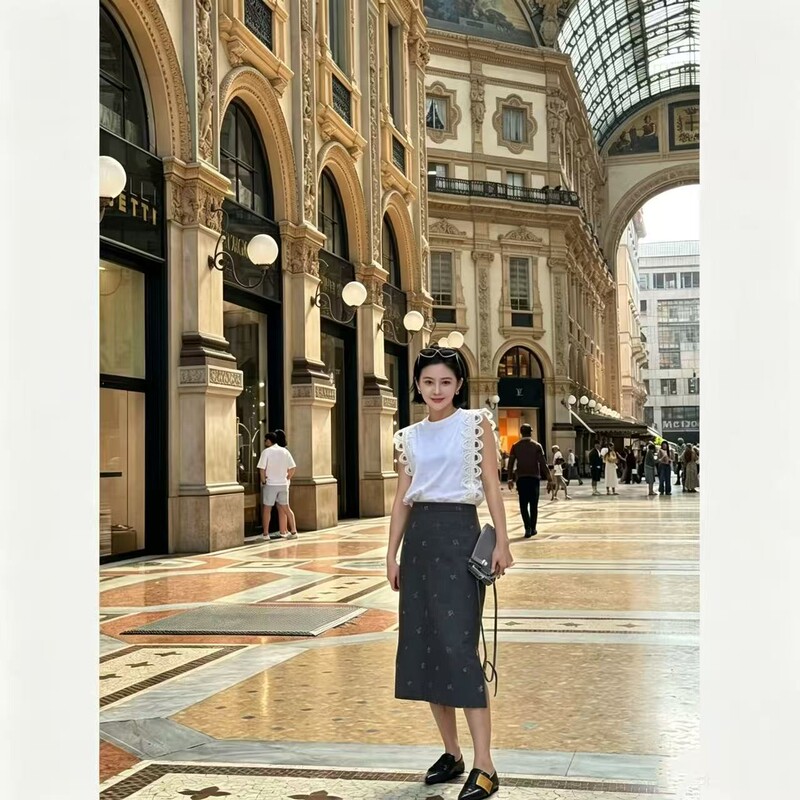 Shenzhen Nanyou Heavy Industry Embroidered Gray Skirt with Side Slits on Both Sides, Super Versatile, Slimming, High-End Fashion Gray Skirt Shenzhen Nanyou Heavy Industry Embroidered Gray Skirt with Side Slits on Both Sides, Super Versatile, Slimming, High-End Fashion Gray Skirt