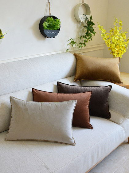 简约现代长方形纯色靠垫抱枕床头腰枕客厅沙发大靠枕套不含芯定制