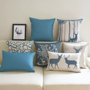 Deer Bắc Âu hiện đại màu xanh cotton lanh đệm gối sofa đệm bao xe thắt lưng gối văn phòng gối