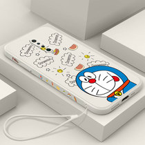 Side cute Doraemon red rice k30 mobile phone case Red Rice k30pro creative robot cat soft shell cartoon pattern liquid red rice k30 Supreme version couple silicone anti-drop protective cover for men and women