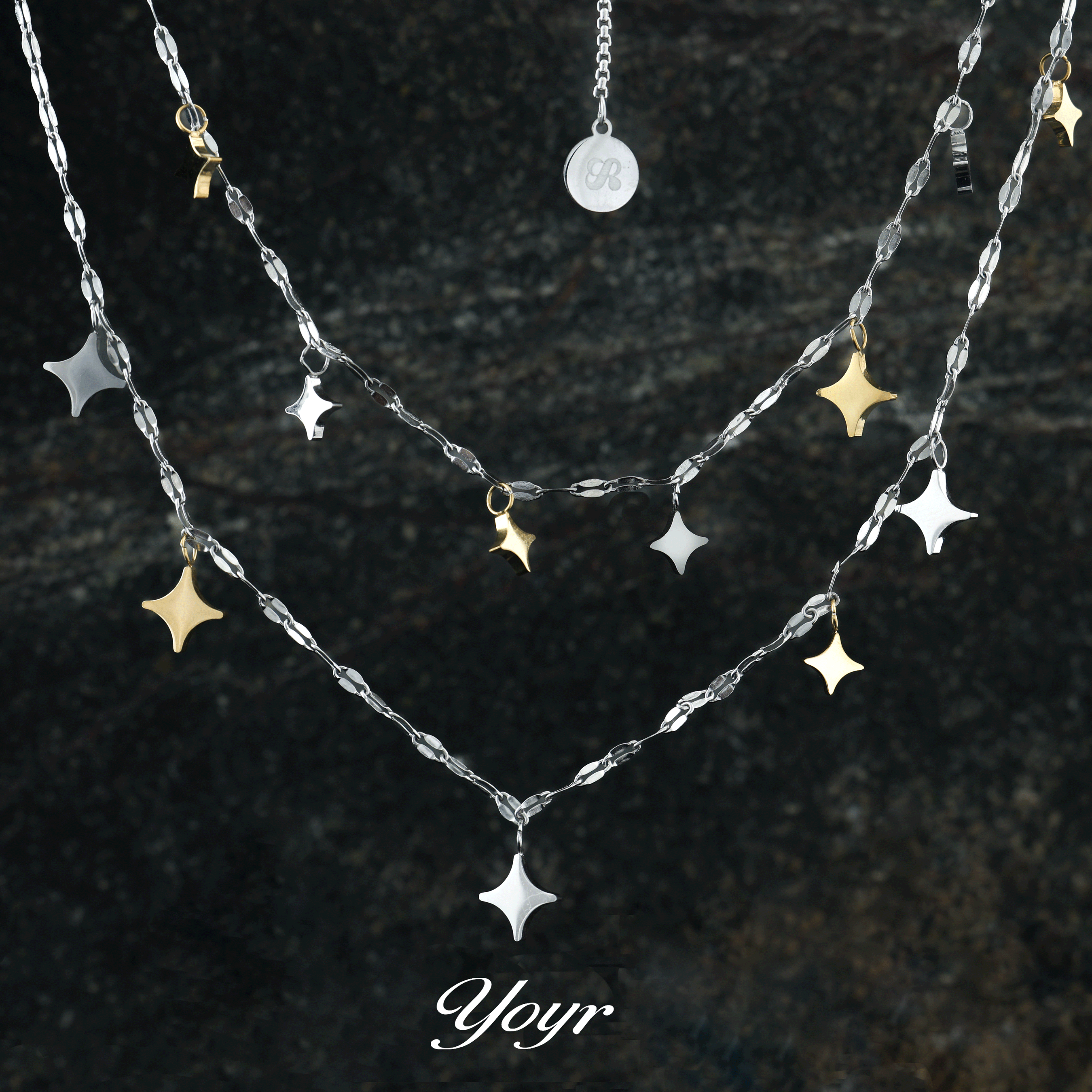 yoyr チタン鋼ネックレス 重ね付け 明るい星ネックレス 軽い 高級 ニッチ ハイエンド 輝く 絶妙なネックレス