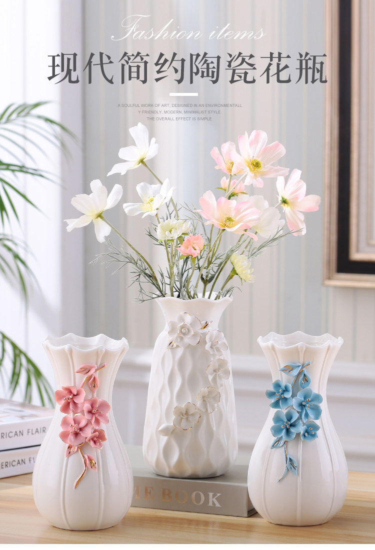 2023 New Style ceramic vases, European-style ceramic vases, table and coffee table ornaments, home decorations, flower arrangements, modern and simple dried flower hydroponic handicrafts pic 1