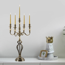 European Wrought iron candlestick ornaments Light luxury French Romantic retro American Candlelight dinner Luxury Gold candlestick