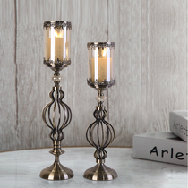 European iron table candlestick ornaments Nordic romantic simple modern candlestick Western luxury creative candles