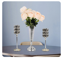 Candlelight dinner Glass candlestick ornaments Nordic romantic European Crystal Gold light luxury candle holder vase set