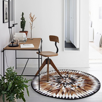 Brazil imported pure handmade stitching cowhide carpet custom round living room foyer study factory computer chair carpet