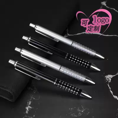 Metal Rod shiny business ballpoint pen gift wholesale oily black blue pen core engraving printing logo