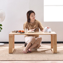 Solid Wood Tatami Tatami Tea Table Small Family Style Home Living Room Log Short Table Modern Creative Kang Terrace Table Balcony Floating Window Table