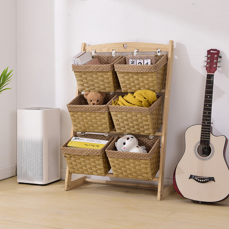 Multi-layer toy rack storage layer rack living room books and newspaper rack snack sundries shelf storage basket net red storage artifact - Taobao