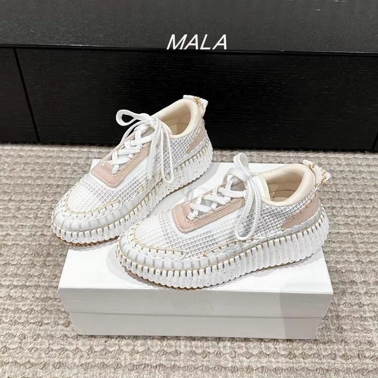 Mala Top Version! Nama Rainbow Thick-Soled Lace-Up Sports Casual Shoes with Height-Increasing Mark Line, Ultra-Light White Sneakers for Women Mala Top Version! Nama Rainbow Thick-Soled Lace-Up Sports Casual Shoes with Height-Increasing Mark Line, Ultra-Light White Sneakers for Women