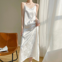 Sleeveless printed pure colour genuine silk harness fashion long dress satin face 2024 spring and summer new woman V collar long dress dress