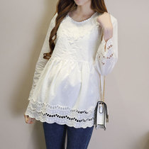 Pregnant womens shirt Spring and Autumn New Fashion large size loose white shirt cotton doll shirt Korean base coat