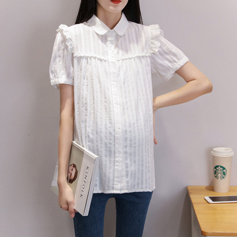 2022 pregnant woman summer dress blouse new spring and summer shirt Korean version pure cotton fashion shirt small sub shirt woman