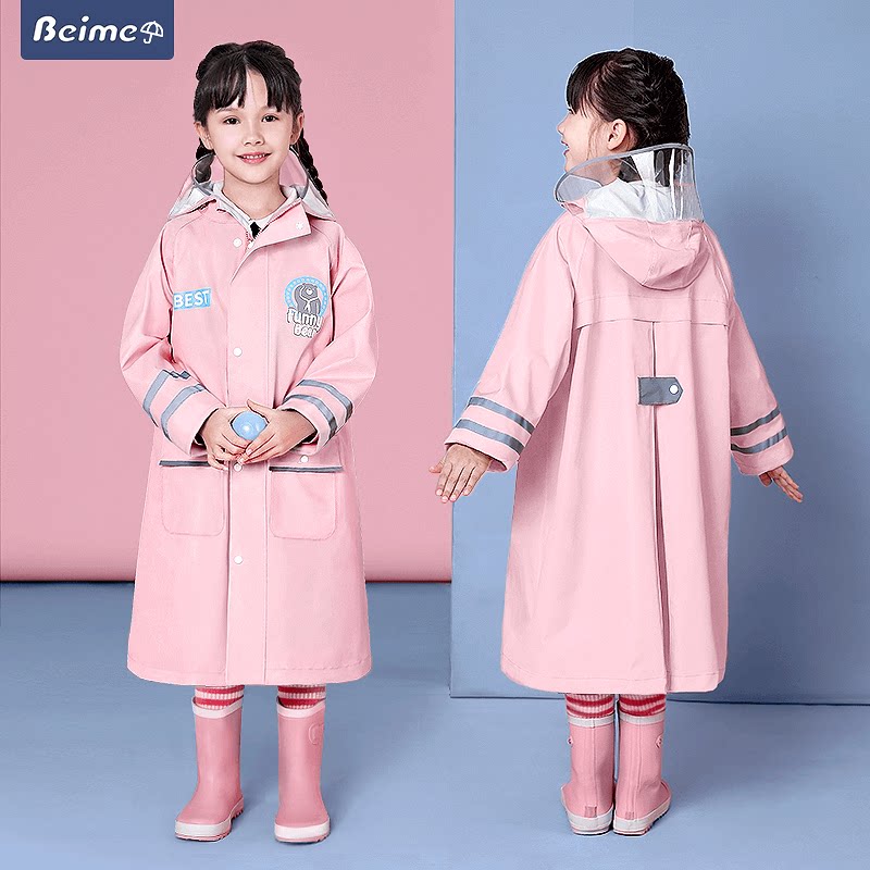 Preparation for Beauty Child Raincoat Girls Primary school children with school bags in the middle school Children's school clothes full-body kindergarten children rain cape