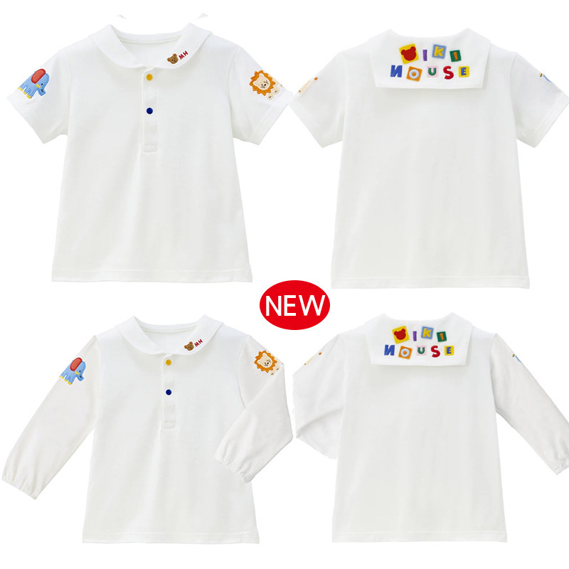 Japanese Trendy Brand Shirts New Style for Men, Women, and Children with Cartoon Bear Navy Collar Embroidery Short-Sleeve and Long-Sleeve Shirts for Layering Japanese Trendy Brand Shirts New Style for Men, Women, and Children with Cartoon Bear Navy Collar Embroidery Short-Sleeve and Long-Sleeve Shirts for Layering