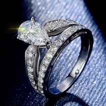 One carat 18K white gold 30-point diamond ring drop-shaped engagement wedding ring GIA naked diamond custom women