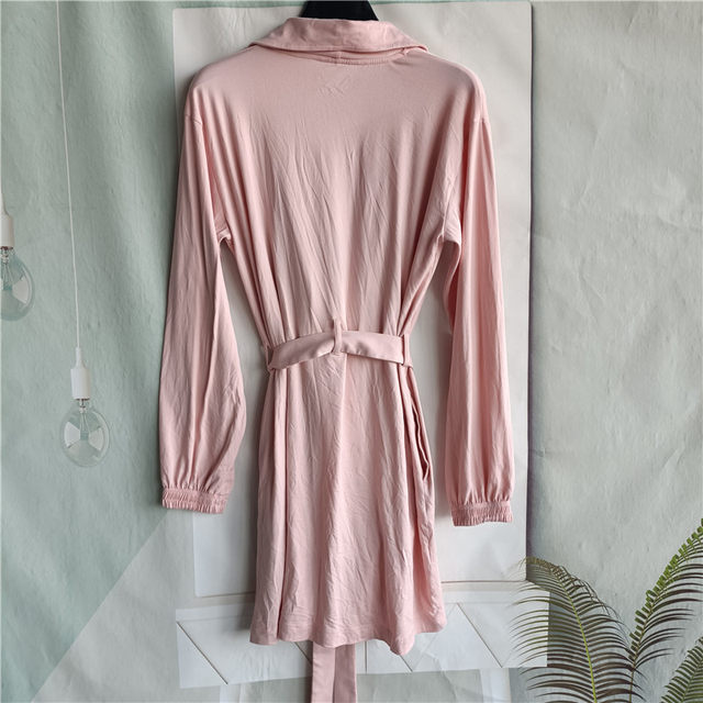 2022 Spring New Arrival Plain Knitted Stretch Long Sleeve Large Size Women's Bathrobe 1