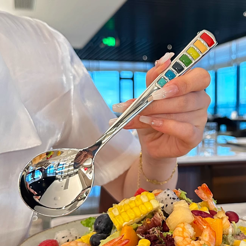 Noble Experience [Owner's Personal Collection] High-Quality 304 Stainless Steel Main Dinner Spoon Long Handle Spoon Western Food Spoon for Drinking