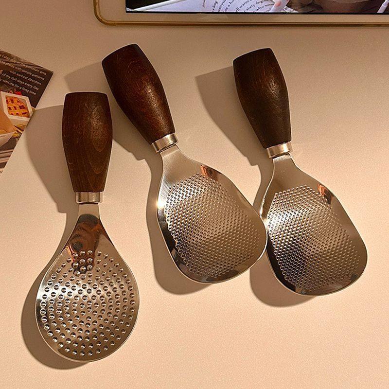 Solid Wood Handle Upright Rice Spoon for Home Use, Suitable for Rice Cookers, High-Temperature Resistant, Stainless Steel, Non-Stick Rice Spatula