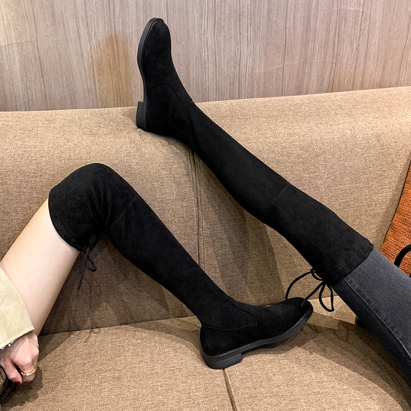 2026 Autumn/Winter New Long Boots Slimming Elastic Riding Boots Flat Over-The-Knee Boots Women's Long Boots for Petite Figures