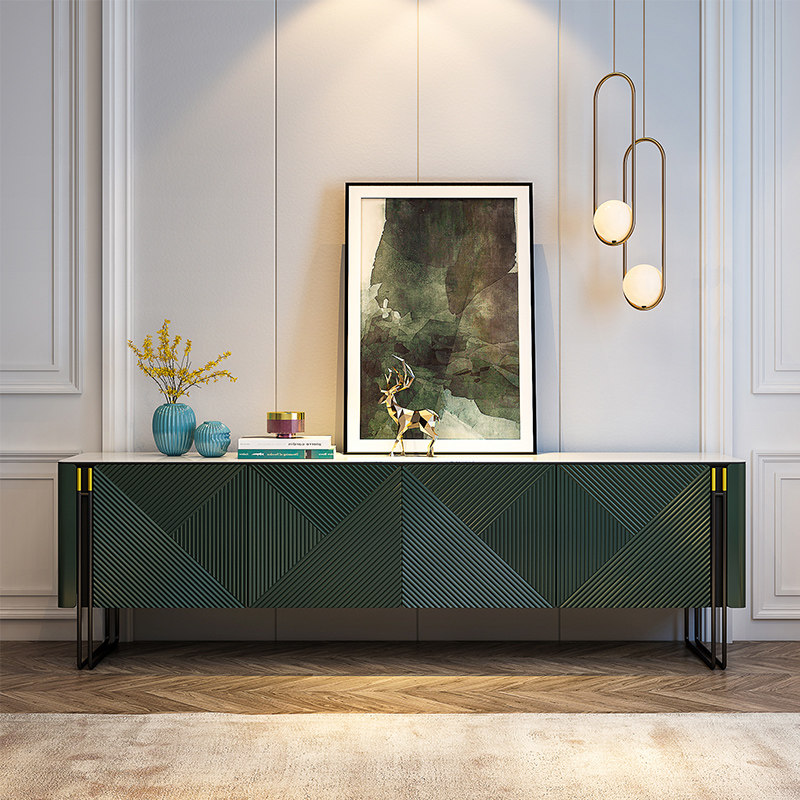 Italian light luxury TV cabinet coffee table modern minimalist villa living room slate floor cabinet Nordic style TV cabinet