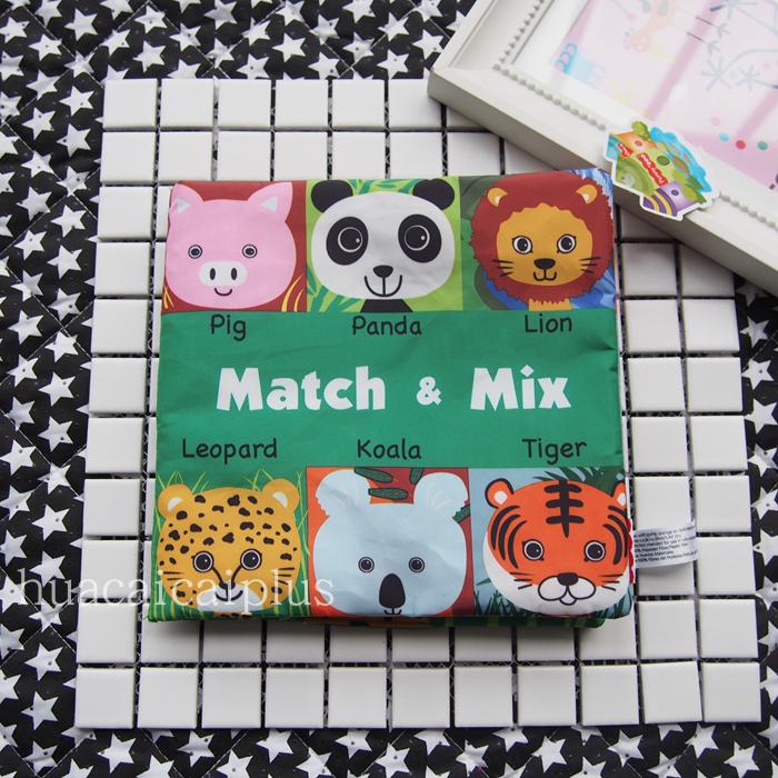  Face Pairing Cloth Book Animal Characters Loud paper Tear No Bad Book Cognition Puzzle boob Rattle Bells BB
