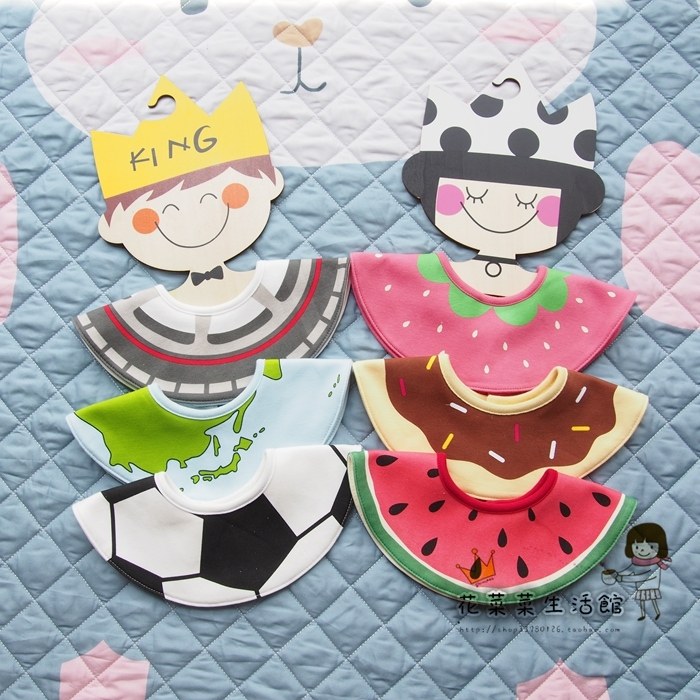 2-piece day single with the same baby printing small bib baby saliva towel false collar 360deg bib