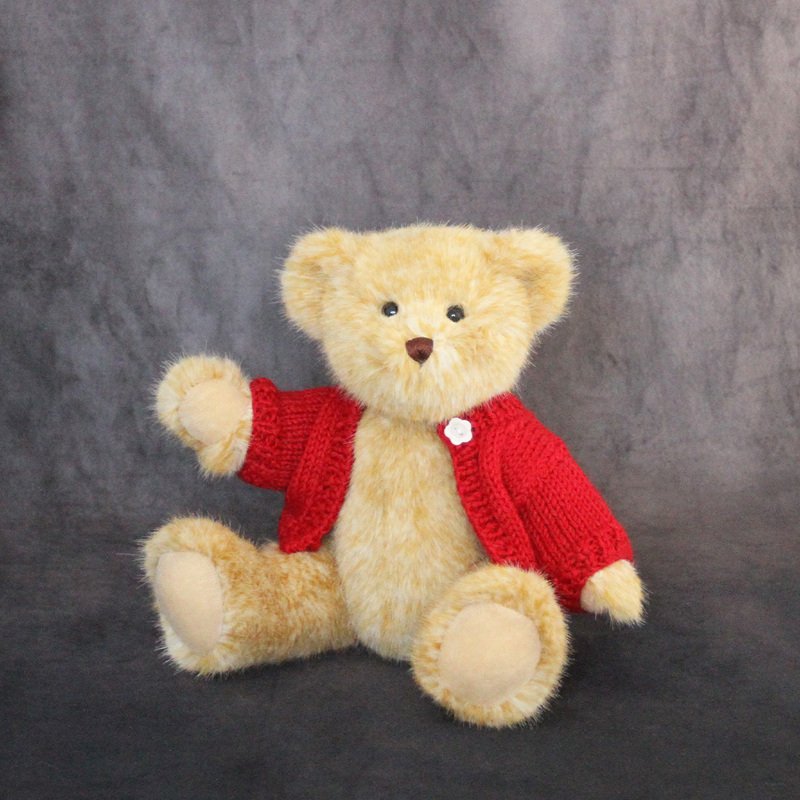 Teddymanor Red Cardigan Teddy Bear Five-Joint Plush Toy Handmade Doll Gift Teddymanor Red Cardigan Teddy Bear Five-Joint Plush Toy Handmade Doll Gift