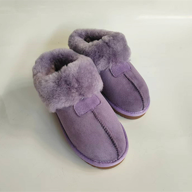Wool Slippers for Women, Sheepskin Integrated, Men's Home Warm Flat Non-Slip Postpartum Shoes, Winter Closed-Back Couple Cotton Slippers Wool Slippers for Women, Sheepskin Integrated, Men's Home Warm Flat Non-Slip Postpartum Shoes, Winter Closed-Back Couple Cotton Slippers