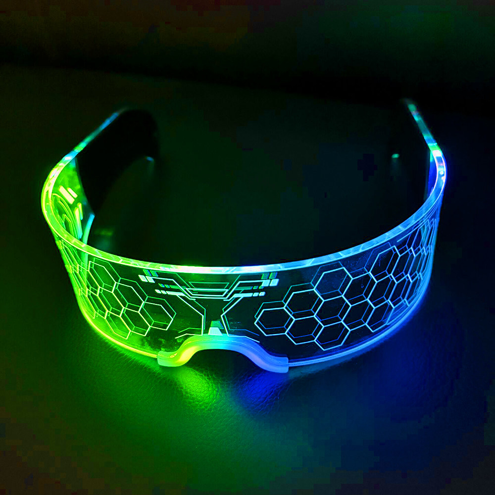 Technology integrated personality light-emitting glasses LED color-changing disco nightclub flashing always bright gradient future fantasy cyber