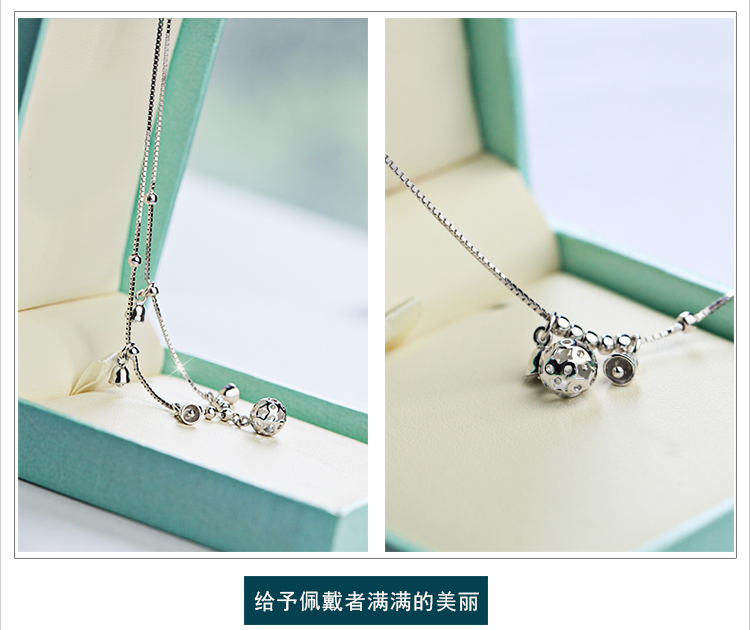 Dây chuyền bạc 925 sterling vòng chân bạc Phiên bản Hàn Quốc của nữ chính xác đơn giản trang sức khí đường chuyền bóng hạt phụ kiện lắc chân nữ titan