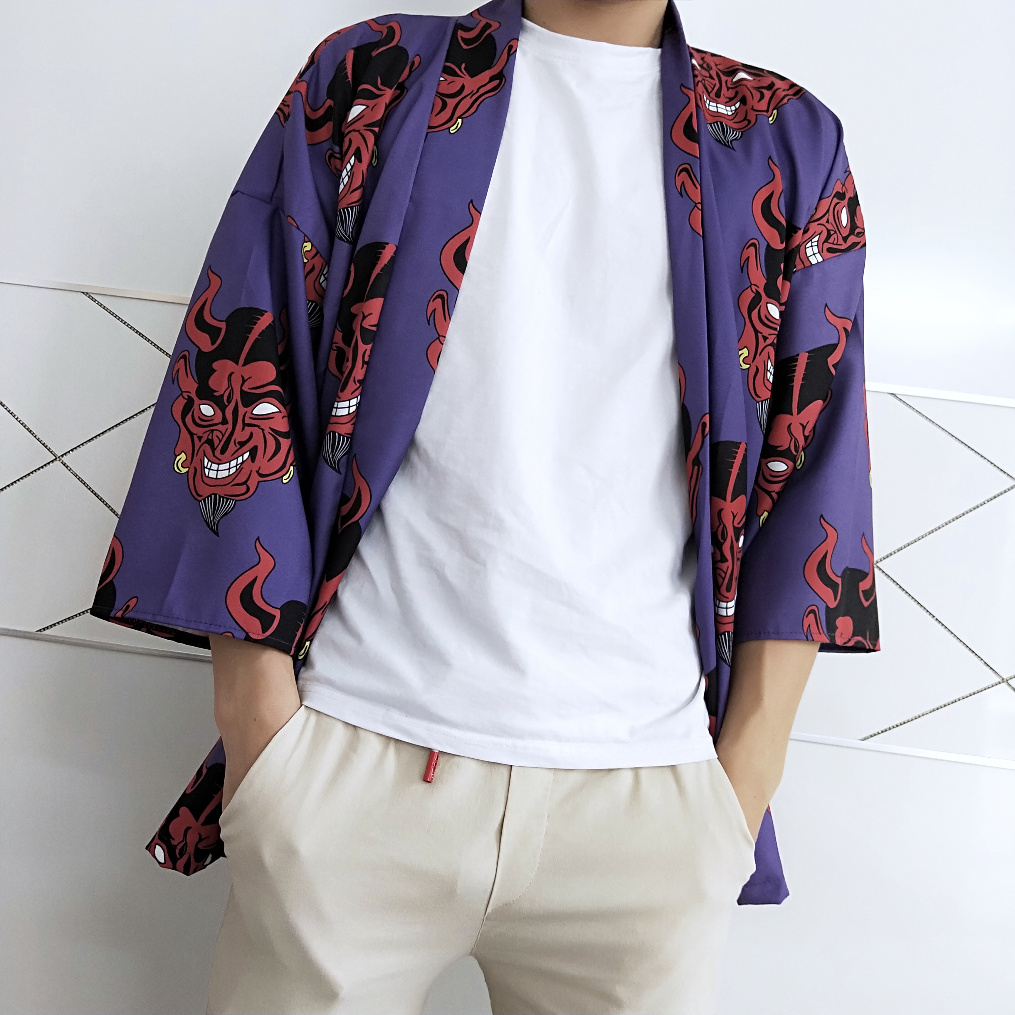 Áo gió phong cách Nhật Bản áo len lông vũ kimono Harajuku retro áo choàng Hanfu áo khoác quỷ áo chống nắng áo dài tay lỡ