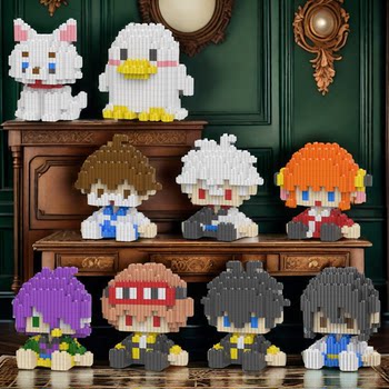 Anime Gintama Merchandise: Sakata Gintoki, Kagura, Shinpachi, Takasugi Shinsuke Assembly Building Blocks Toy Gift Display Model