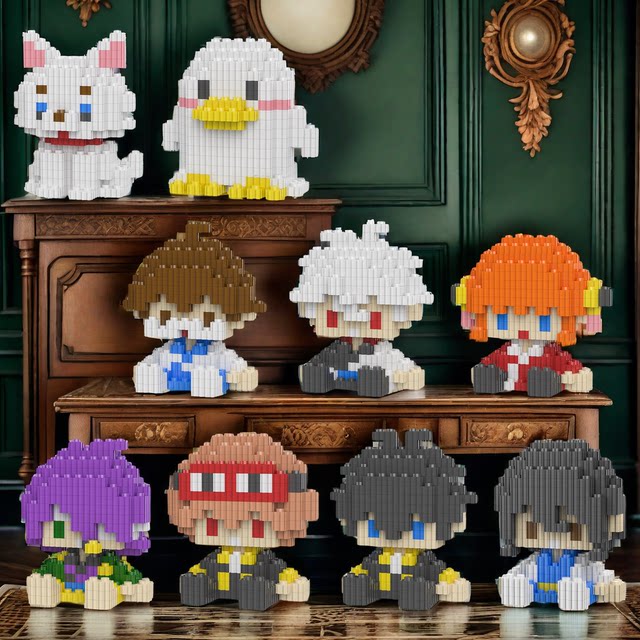 Anime Gintama Merchandise Sakata Gintoki Kamui Shinpachi Kogure Toshizo Building Block Toys Gift Figurine Model
