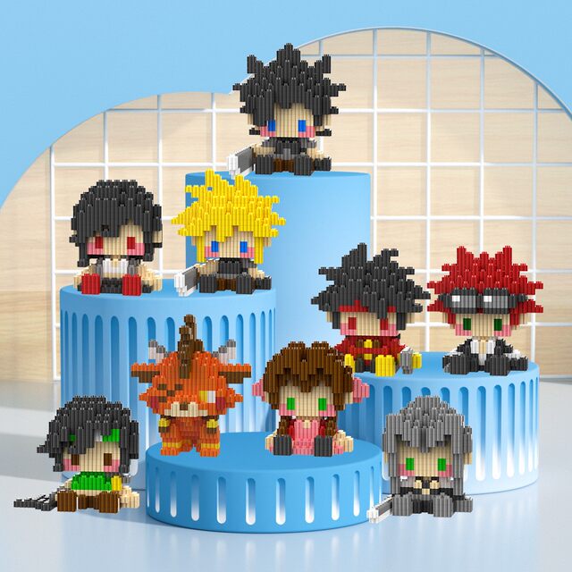 Final Fantasy game peripheral Claudette Tifa Sephiroth building block model assembled small particle series toys