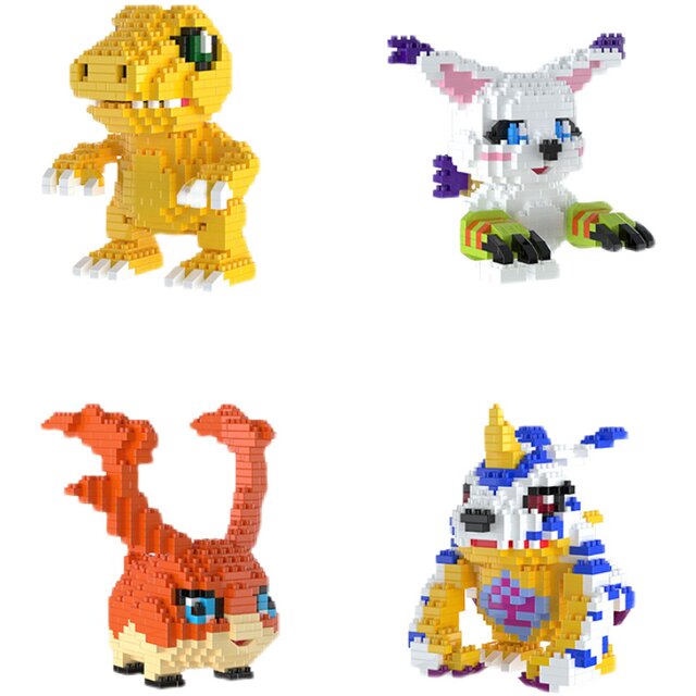 Digimon Tiny Particle Building Block Model Children's Educational Toy Agumon Gabumon Figurine Ornament