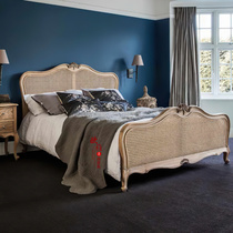 American light luxury solid wood bed double bed master bedroom 1 8 meter rattan bed Nordic simple 1 5 meter bed B&B bed customization