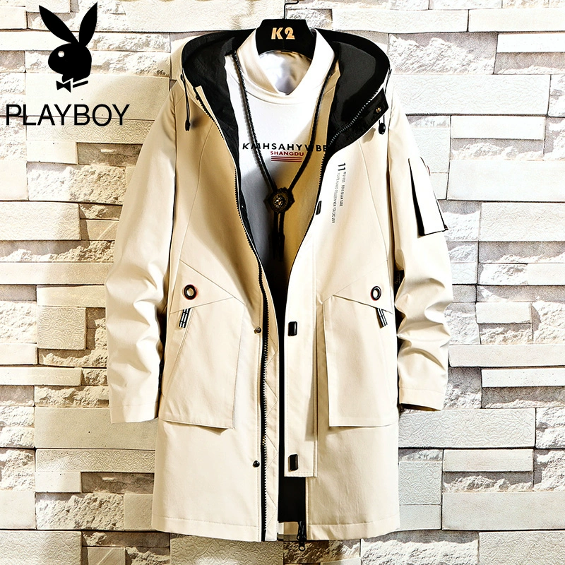 Playboy trench coat nam mid-style Phong cách hàn quốc mùa xuân nam 2020 áo mới đẹp trai quần áo nam - Áo gió