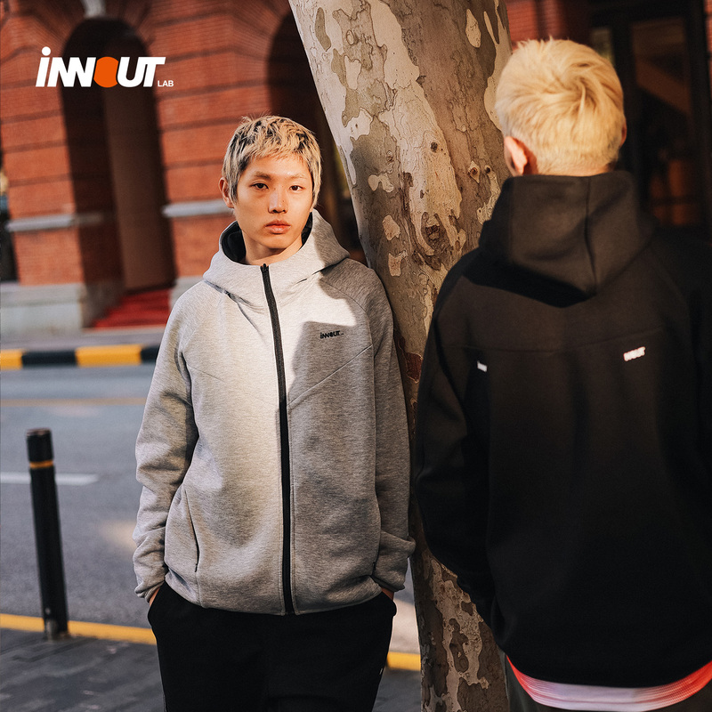 Innout Windbreaker Jacket American Cleanfit Couple Style Heavyweight Sports Hoodie Cardigan for Men and Women