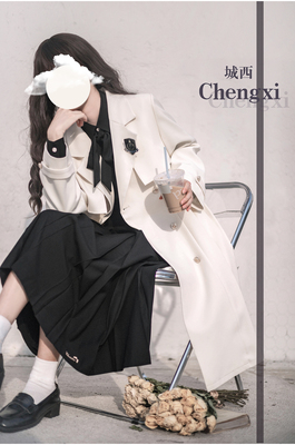 taobao agent Walnut JK College Wind suit and collar trench coat is thinner