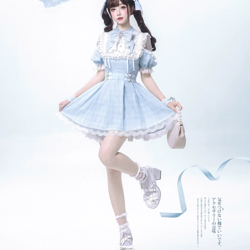 胡桃木 JK [Ангельское сердцебиение] Оригинальное платье с короткими рукавами в японской субкультуре Aqua