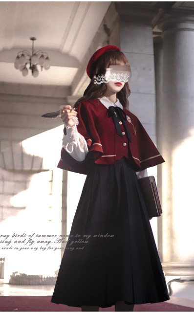 Walnut JK cloak vest shirt long skirt western style JK uniform elegant ປີໃຫມ່