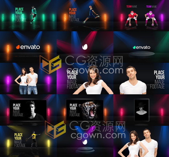 128组舞台场景背景环境LED灯光霓虹灯效果与地球太阳月亮等星球素材-AE模板下载