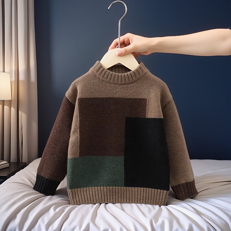 Boys' Sweater Autumn and Winter 2026 New Style Children's Spring and Autumn Pullover Sweater Handsome Baby Boy Big Kids Top Trendy