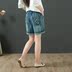 Ren thun eo văn học của phụ nữ quần short mùa hè sản phẩm mới còng cá thêu lỗ quần lỏng - Quần jean thời trang nữ Quần jean