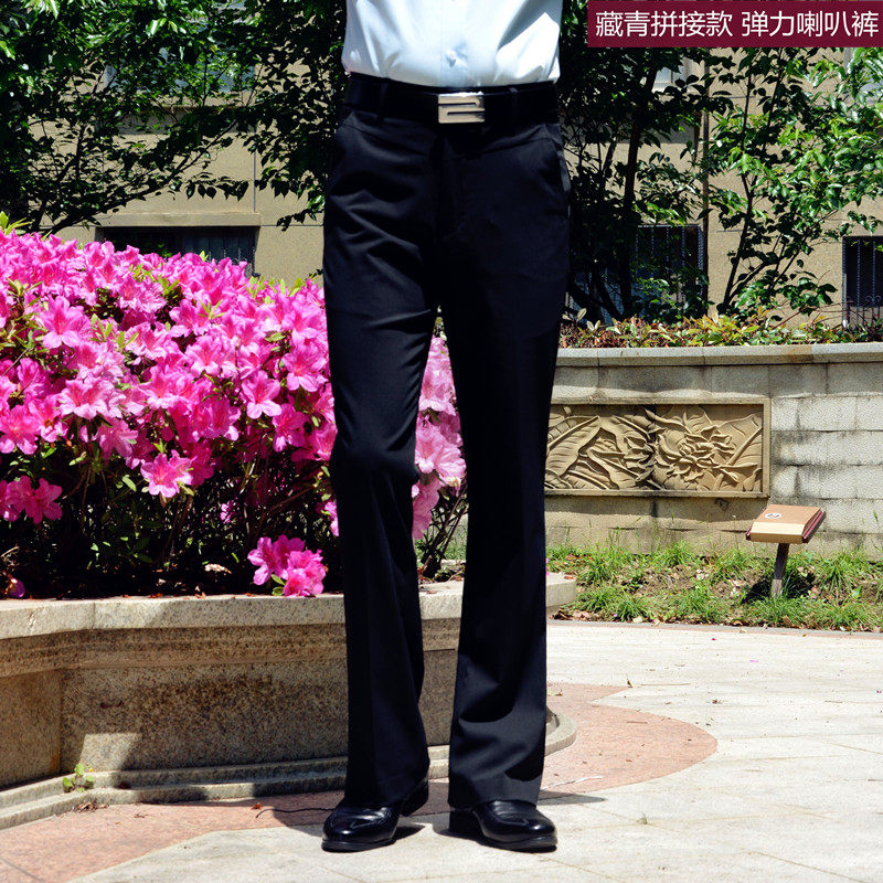 Summer thin micro-flare pants men's drape-free ironing-free slim-fit trousers fashion casual straight wide-leg pants dancing trousers