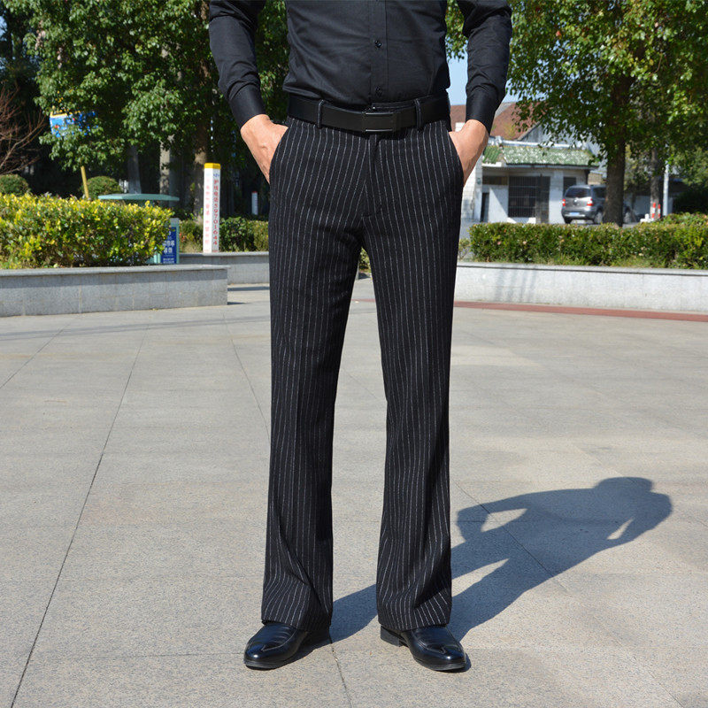 Autumn and winter wool with striped men's horn pituitary pants with soft original casual pants Comfortable Warm Broadlegged Pants