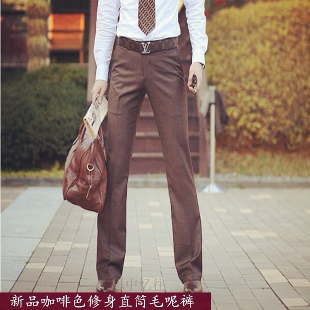New Pint Men's Business Straight Drum Long Pants Winter Thick hair free of hot fashion Thing suit pants men's clothing Han version pants-Taobao