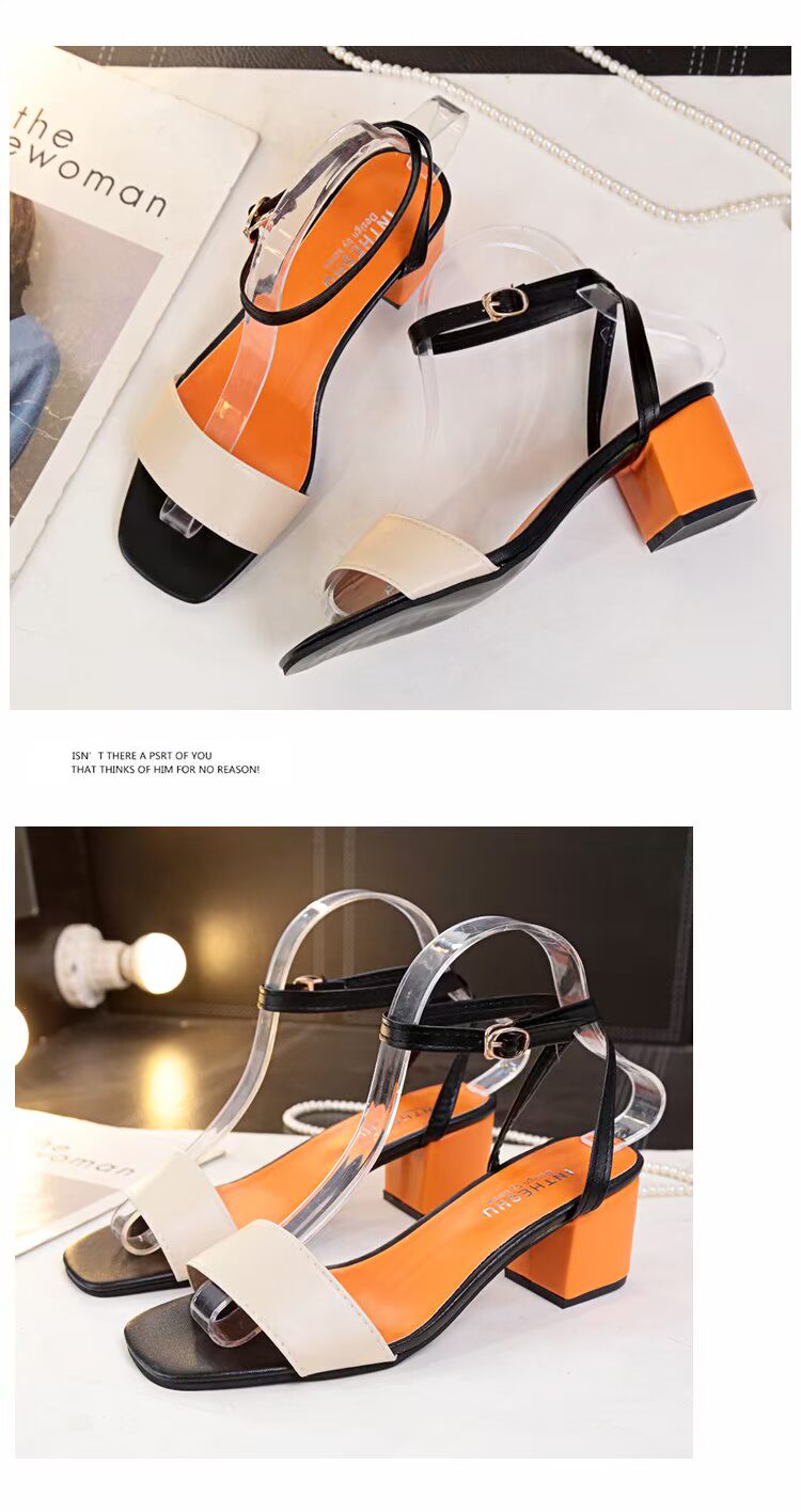 2018 từ khóa mới sandal nữ mùa hè với đế dày đơn giản với giày cao gót hoang dã kiểu La Mã hở ngón cho học sinh sandal nữ
